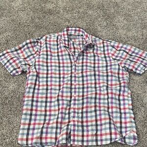 Classic Multicolor Plaid Short Sleeve Button Up Shirt Size XL